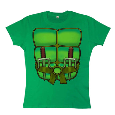 Fancy Dress Ninja Turtle Womens T-Shirt 8Ball